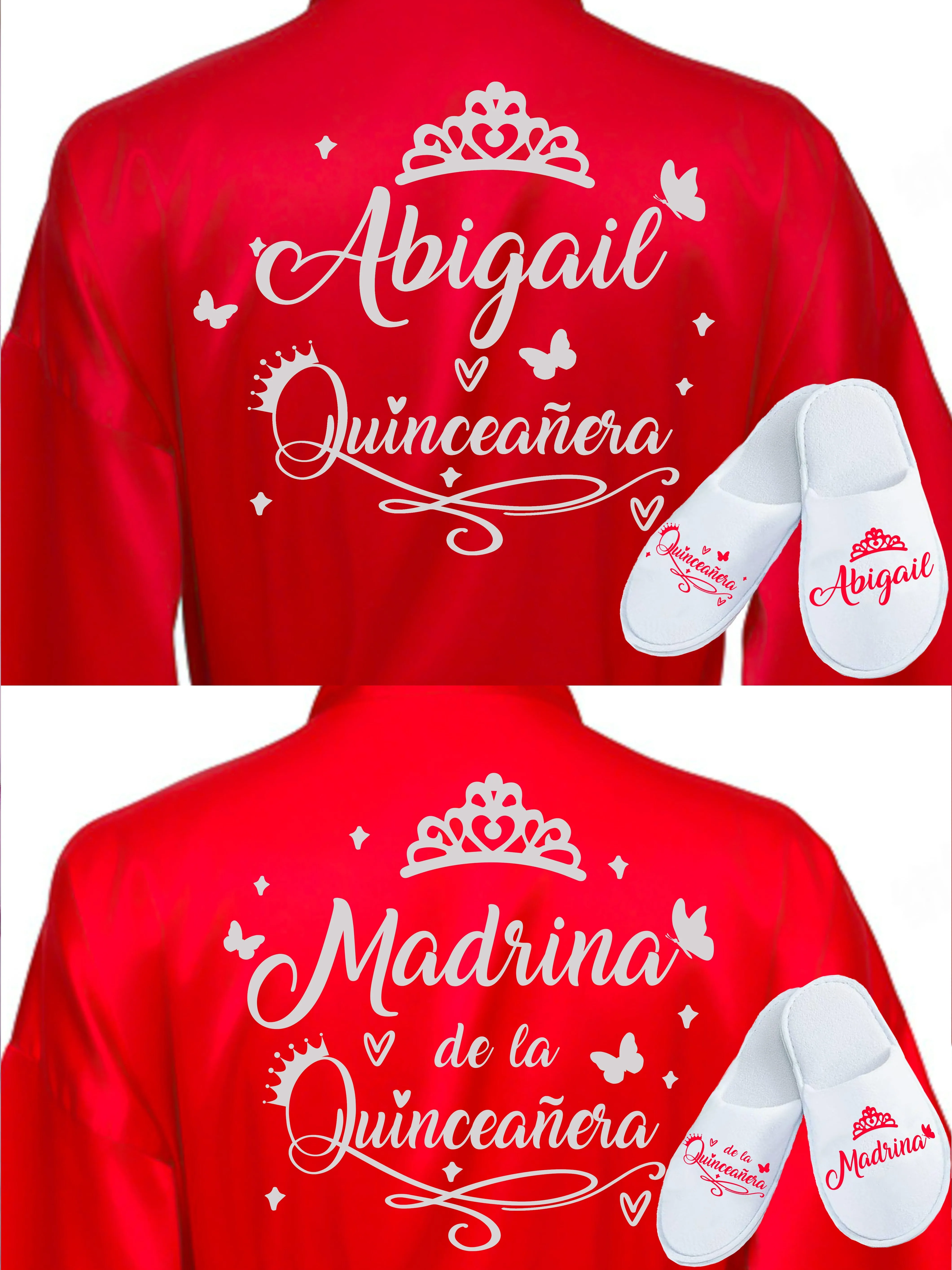 2 Batas y zapatillas Quinceanera Red with Silver