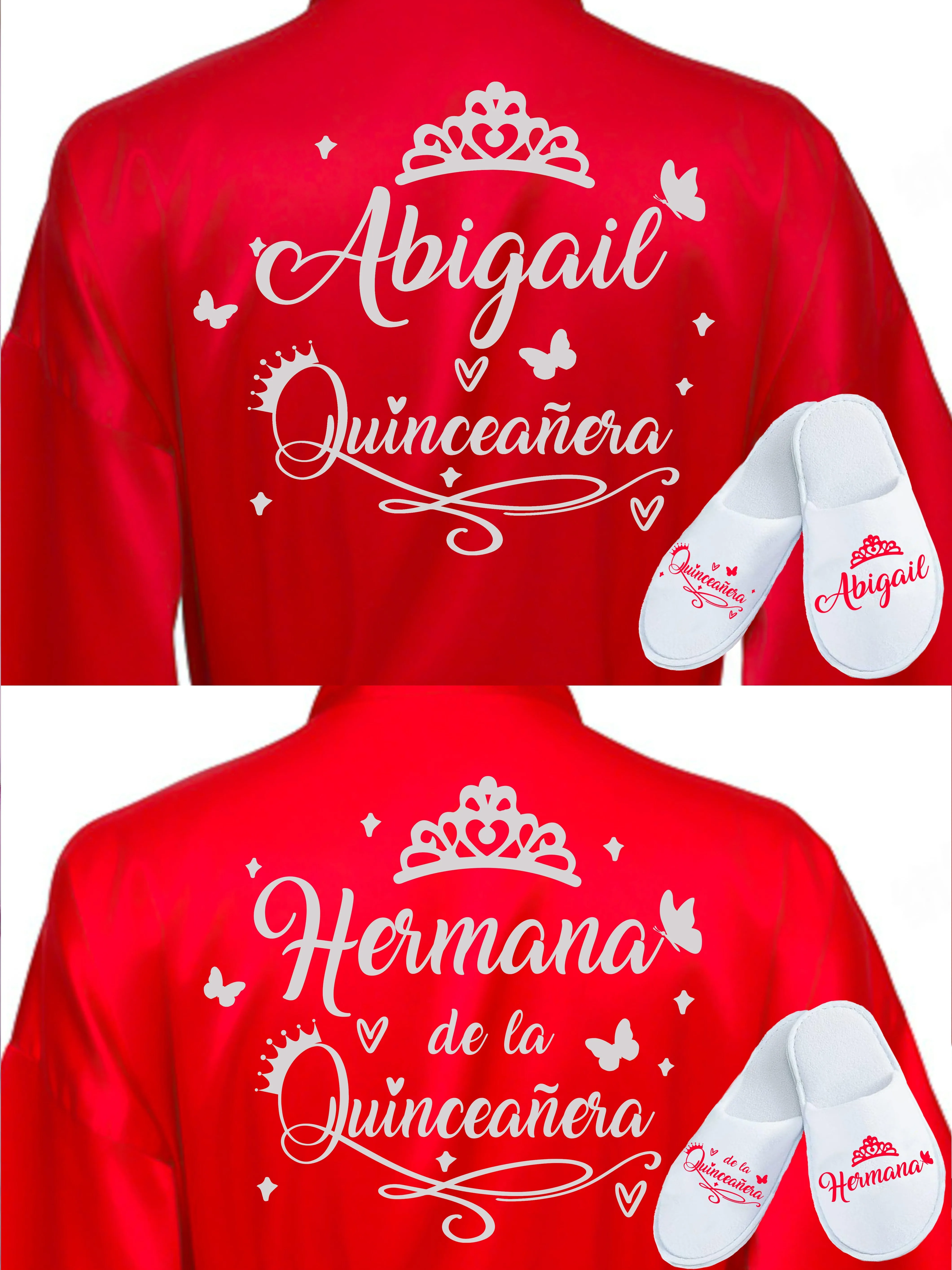 2 Batas y zapatillas Quinceanera Red with Silver