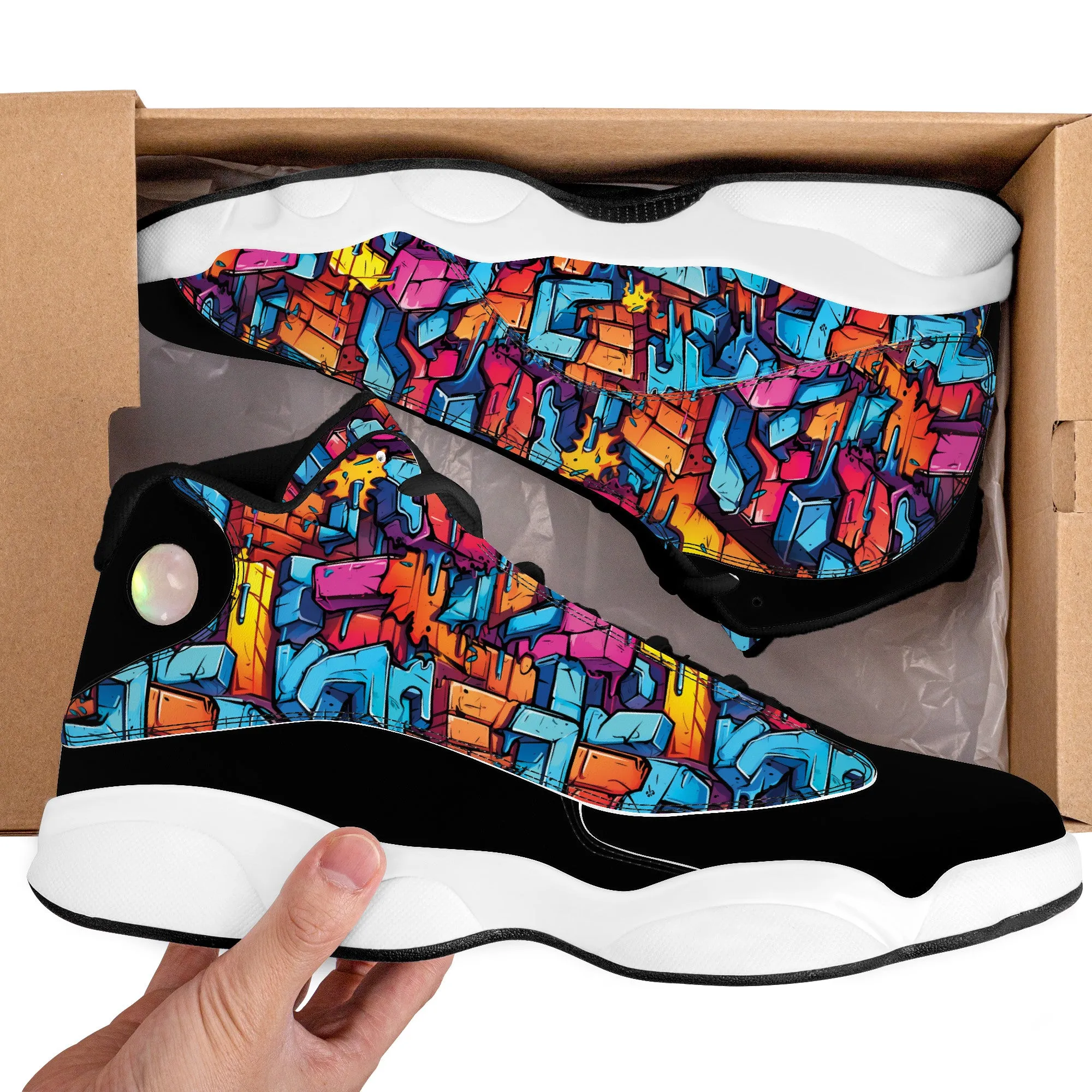 3D Abstract Street Graffiti High-Performance Basketball Shoes