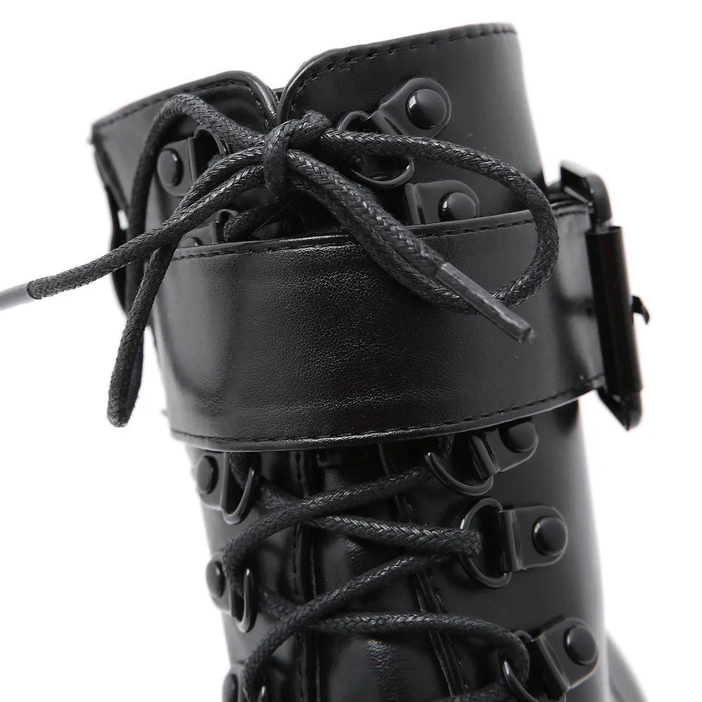 Black High Heel Platform Boots
