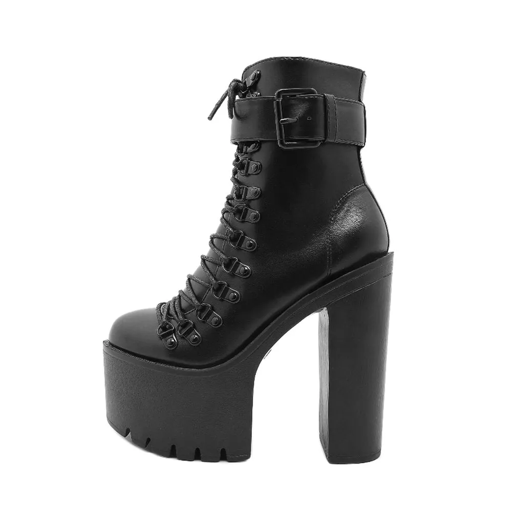 Black High Heel Platform Boots