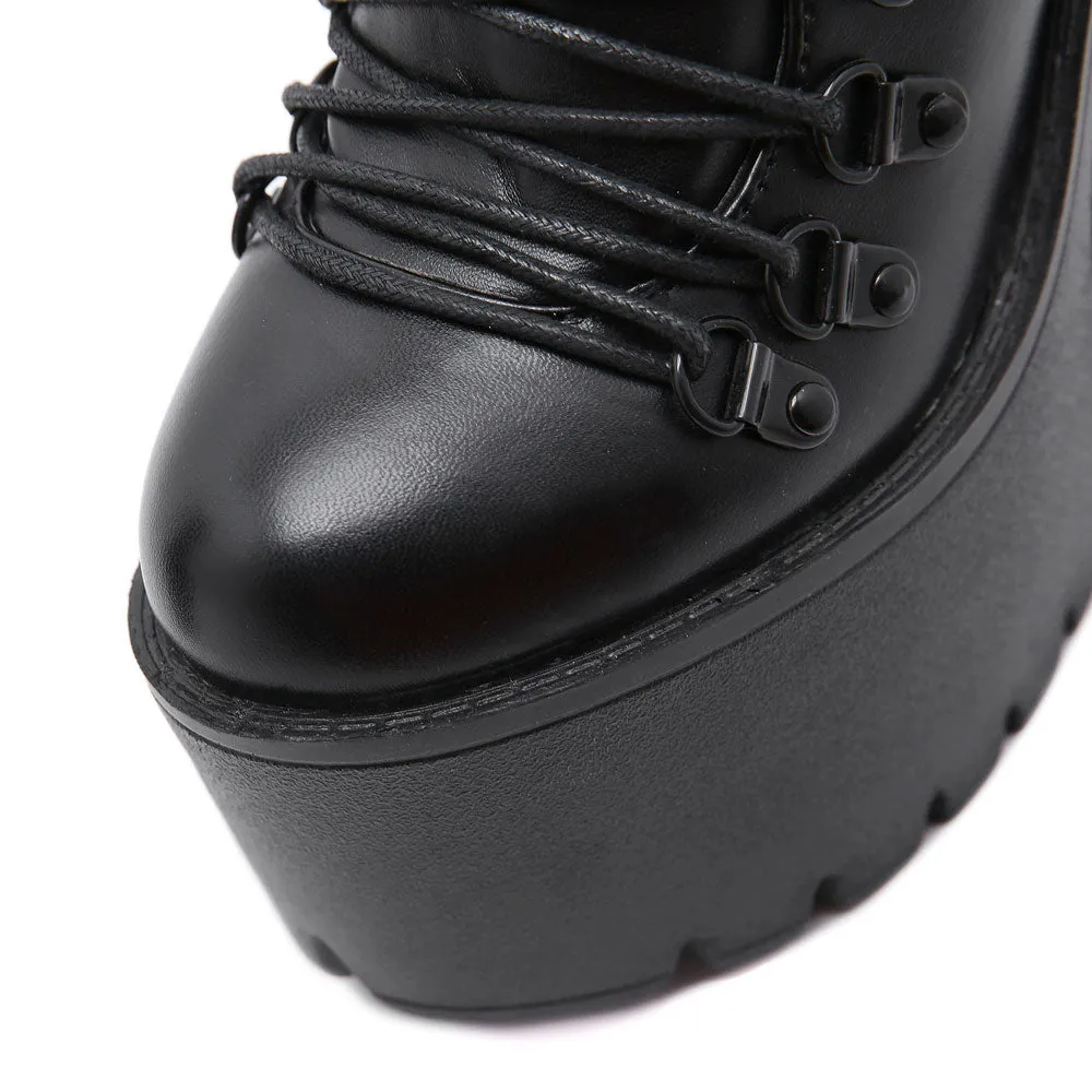 Black High Heel Platform Boots