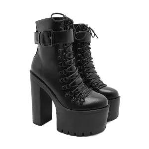 Black High Heel Platform Boots