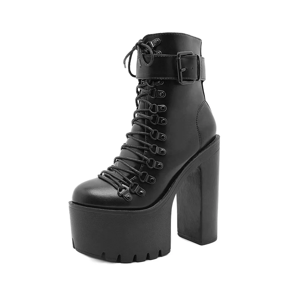 Black High Heel Platform Boots