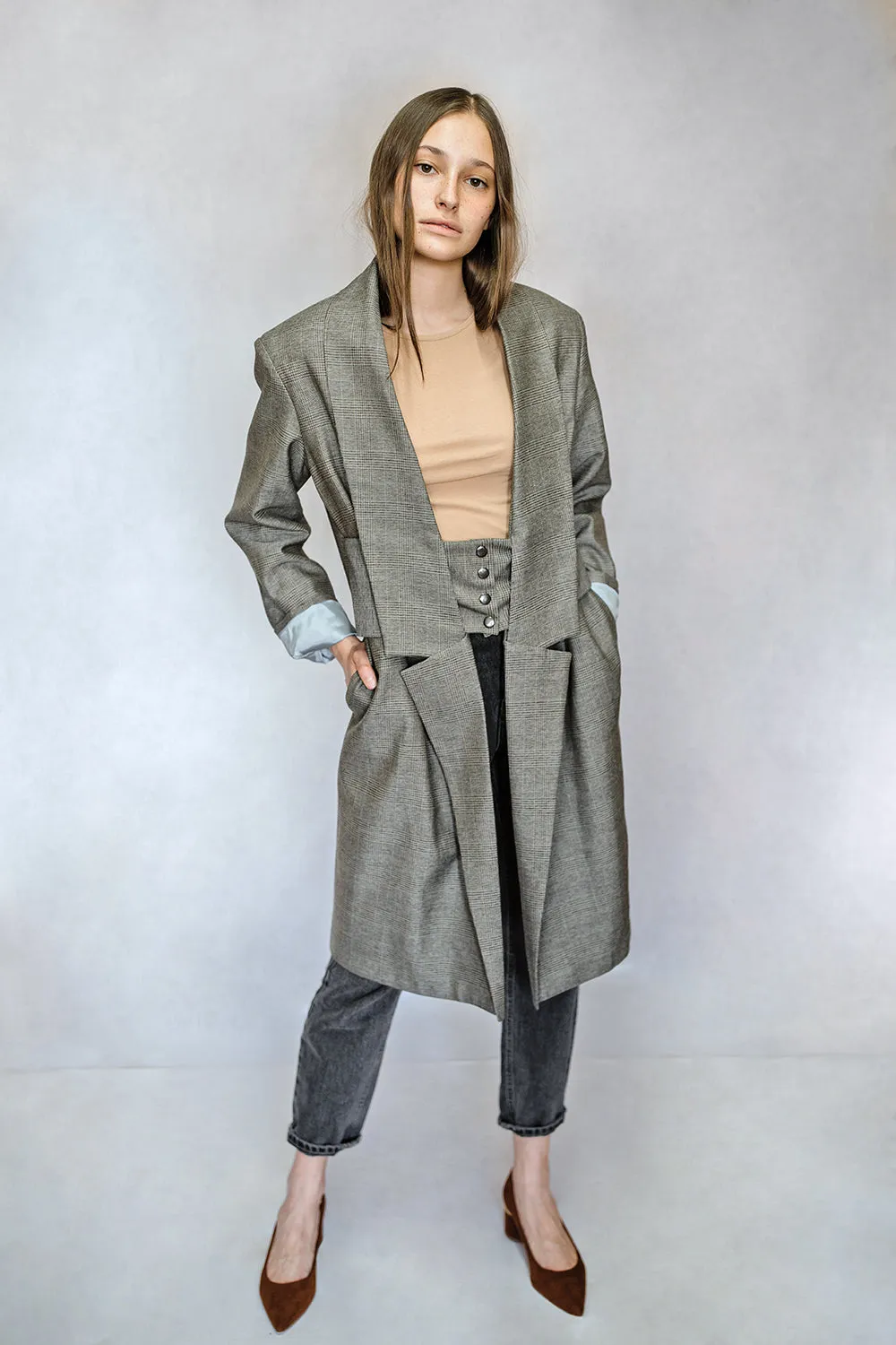 Blazer Coat With Corset Belt