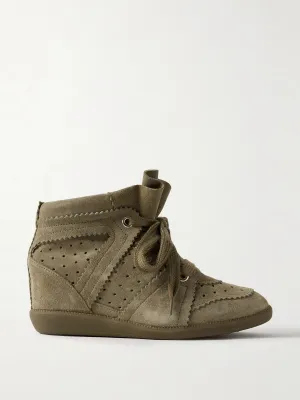 Bobby perforated suede wedge sneakers