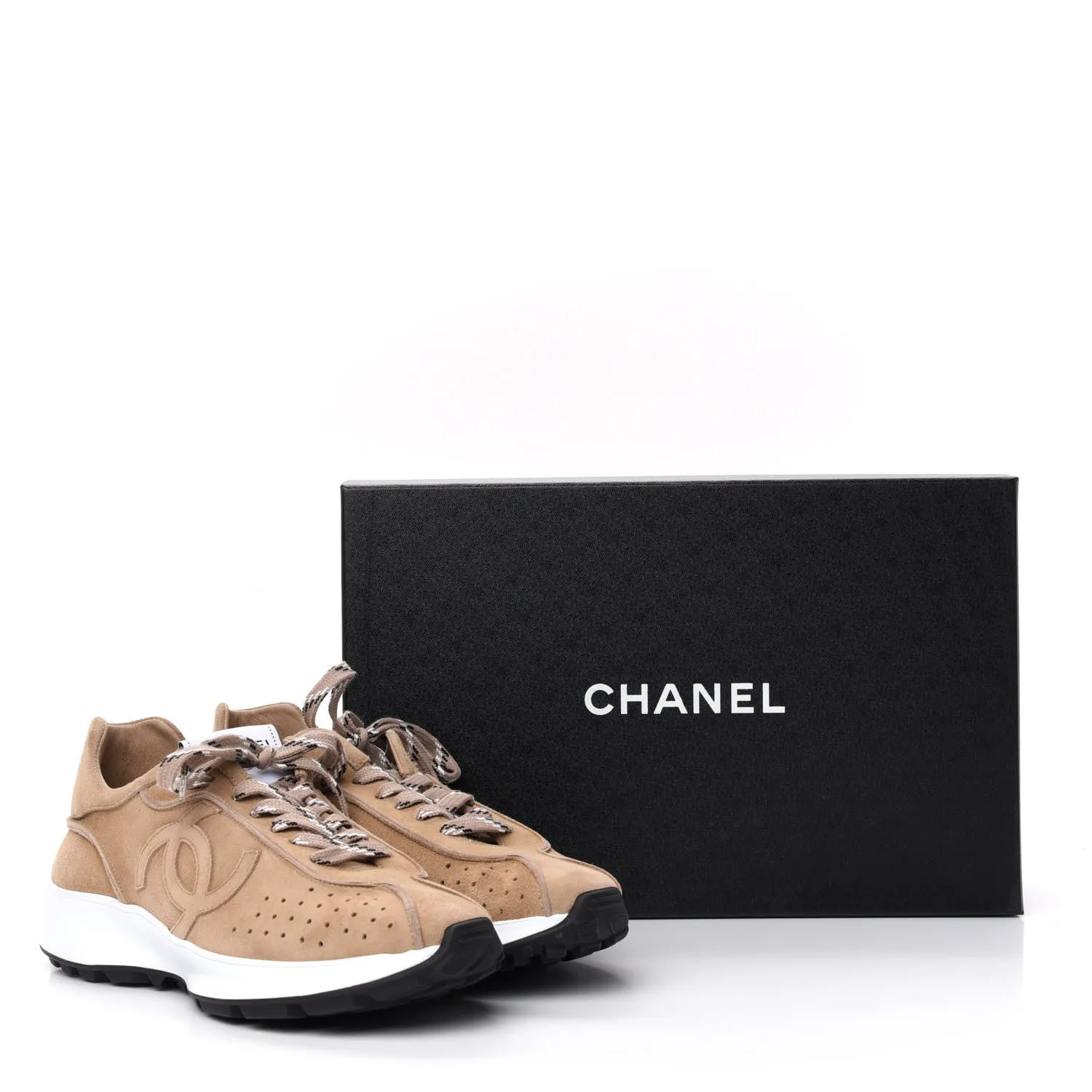 CHANEL SUEDE GOATSKIN CC SNEAKERS