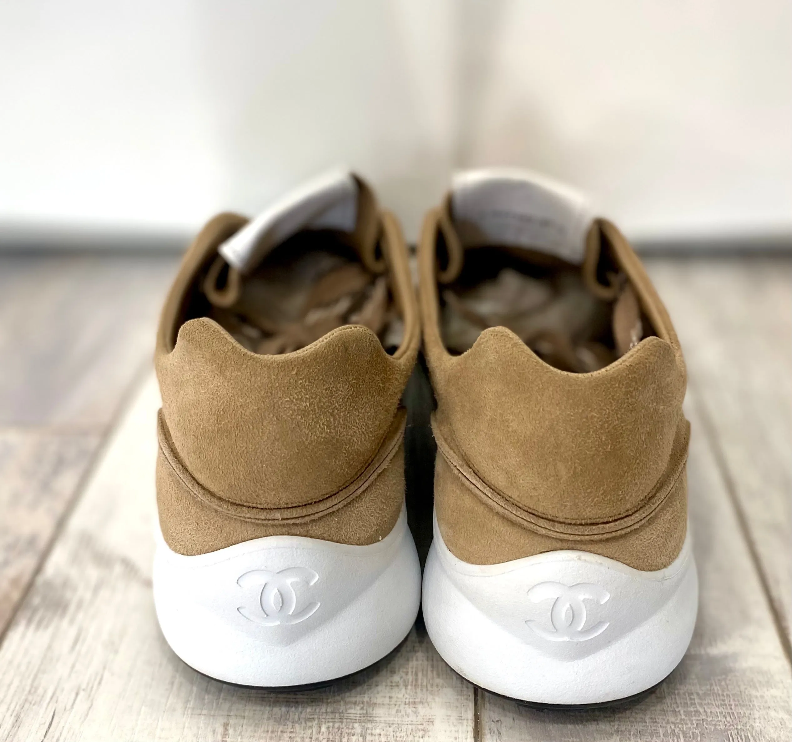 CHANEL SUEDE GOATSKIN CC SNEAKERS