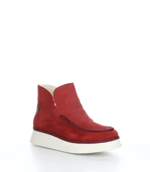 COZE348FLY Carmine Red Round Toe Ankle Boots
