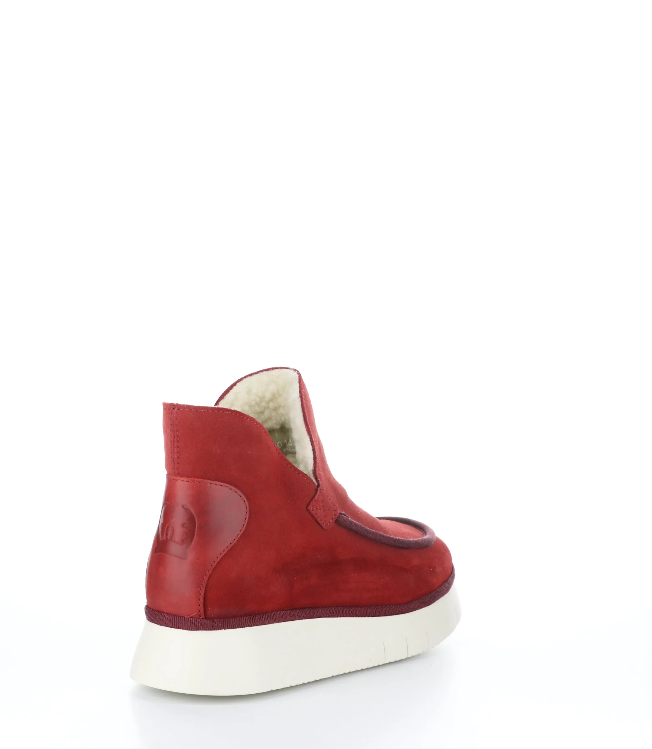 COZE348FLY Carmine Red Round Toe Ankle Boots