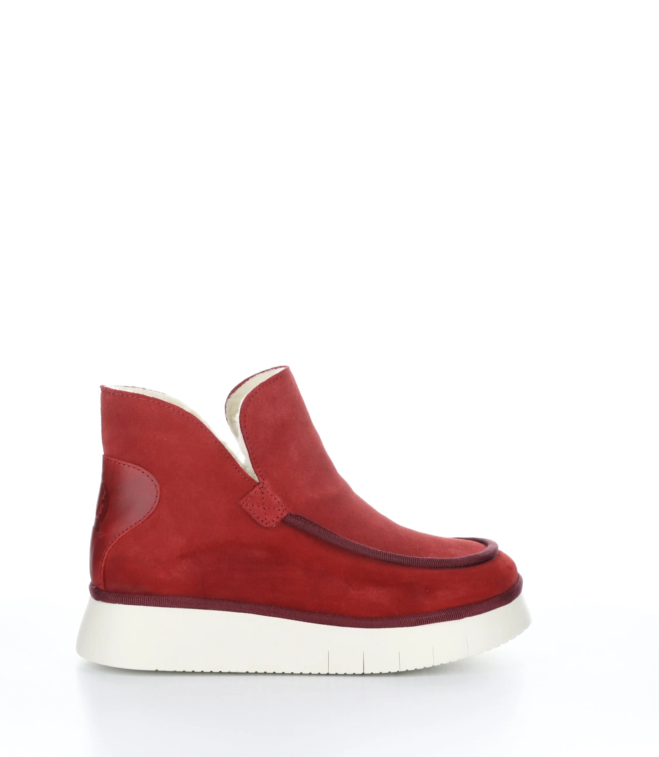 COZE348FLY Carmine Red Round Toe Ankle Boots