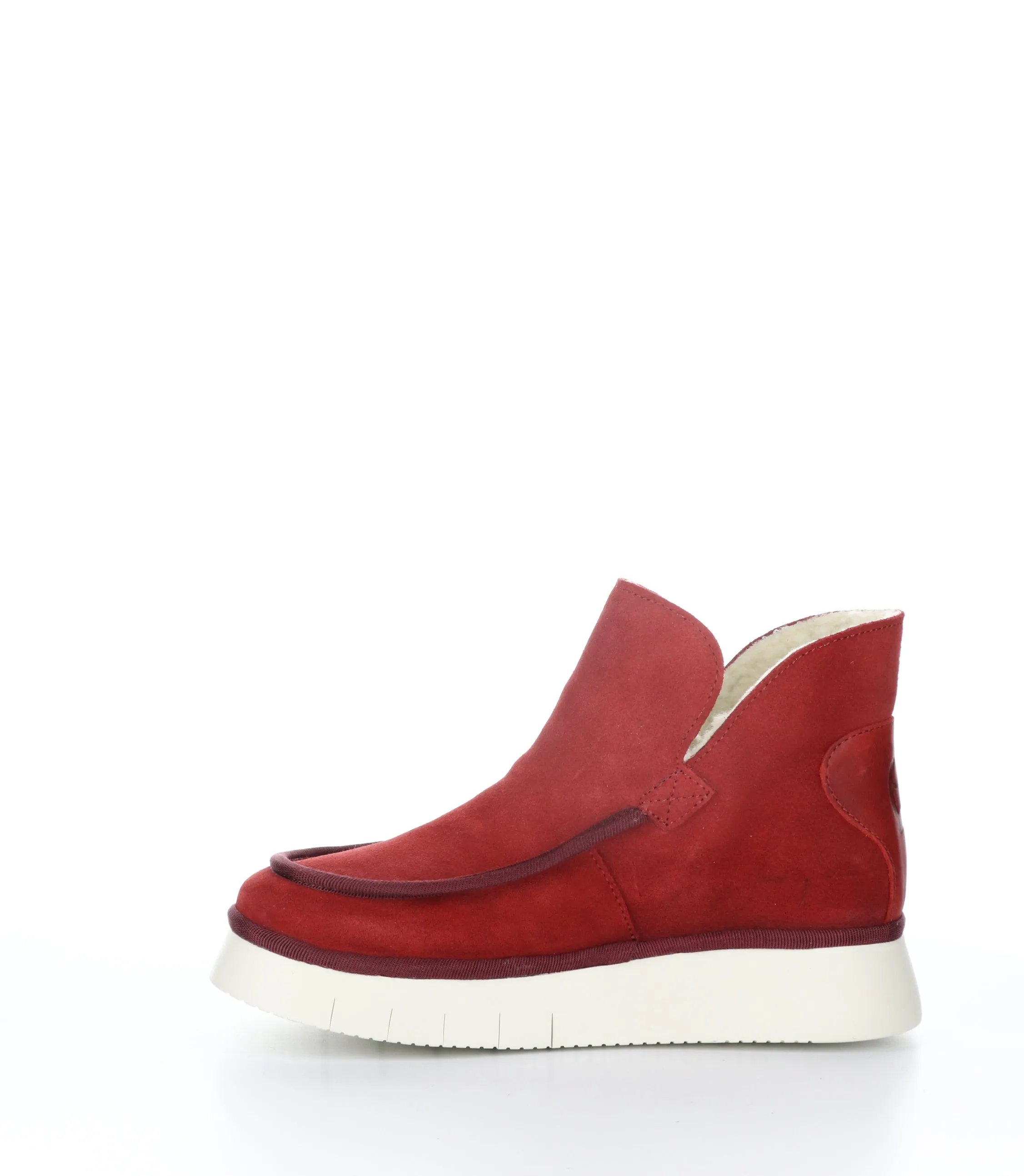 COZE348FLY Carmine Red Round Toe Ankle Boots