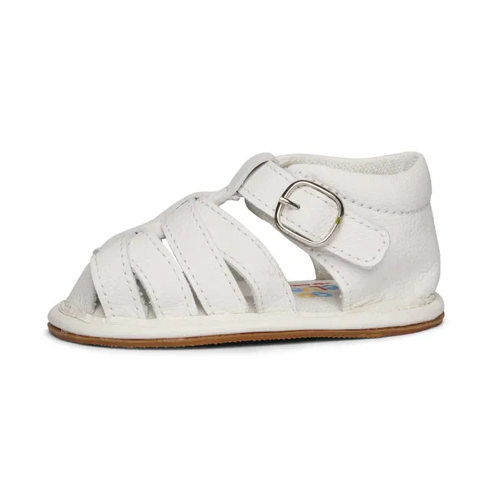 Crisscross Single Strap Baby Sandals - White