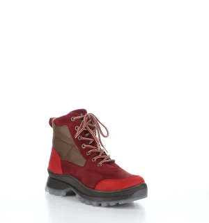 DACKS Red/Sangria/Tan Round Toe Ankle Boots