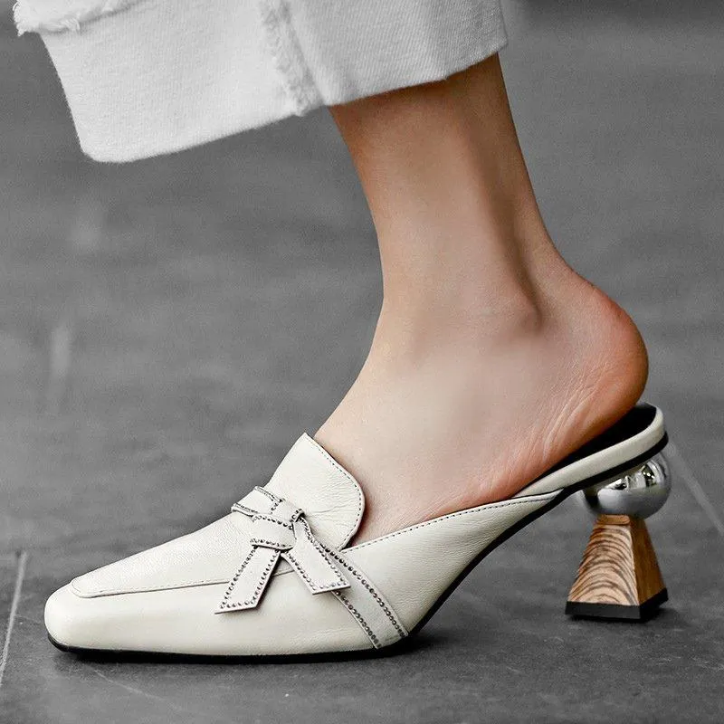 Elegant Date Special-shaped Heels Mule Bowknot Sandals