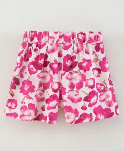 Floral with Frill Shorts - Pink