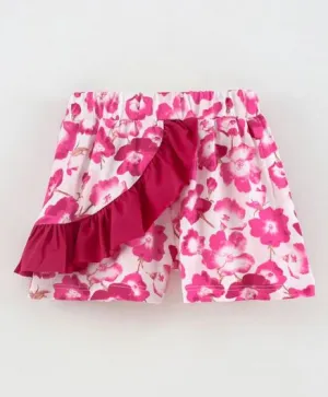 Floral with Frill Shorts - Pink