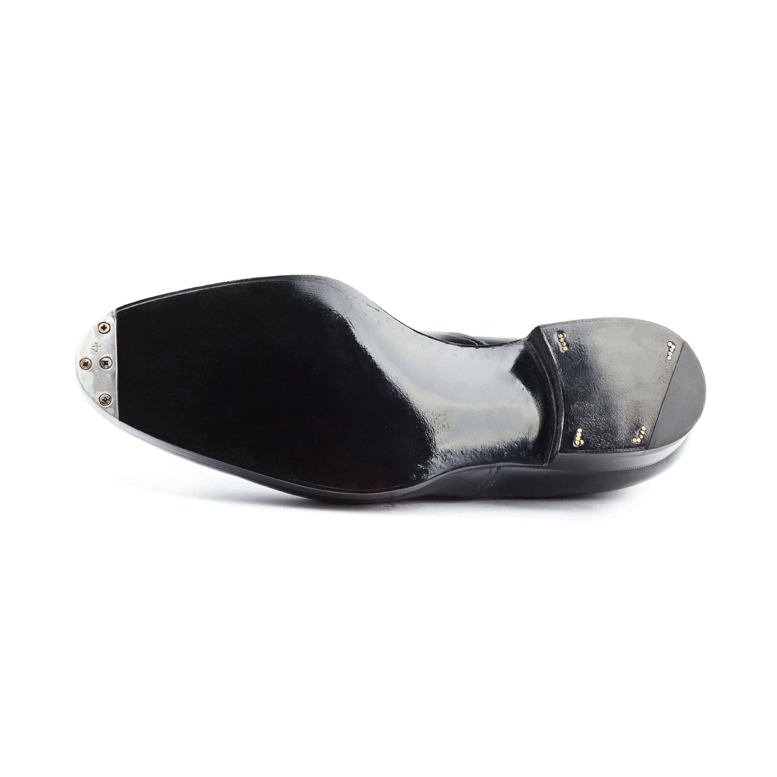 Goodyear Welted Moncorvo Black Leather Croc Print Oxford With Violin Leather Sole