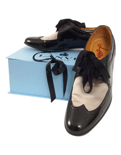 LANVIN PATENT LEATHER ROUND-TOE OXFORDS