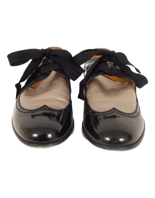 LANVIN PATENT LEATHER ROUND-TOE OXFORDS