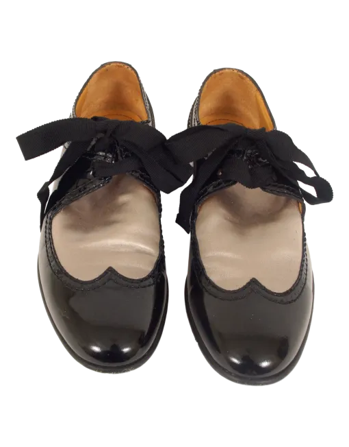 LANVIN PATENT LEATHER ROUND-TOE OXFORDS