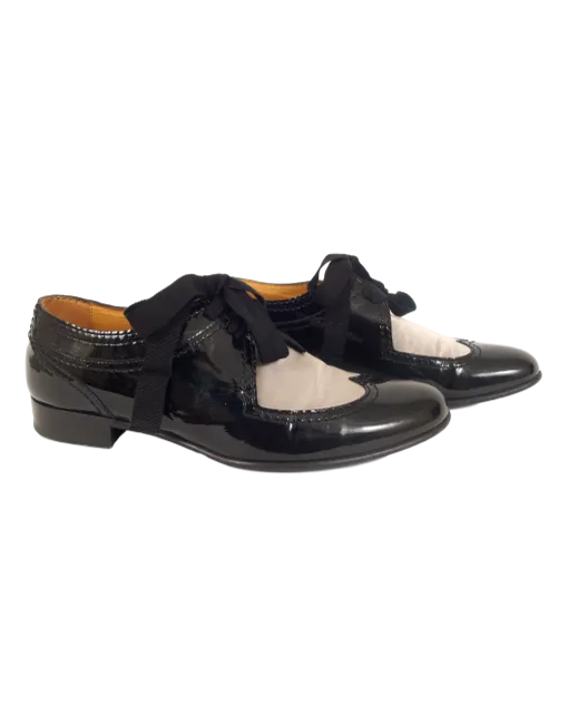 LANVIN PATENT LEATHER ROUND-TOE OXFORDS