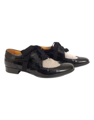 LANVIN PATENT LEATHER ROUND-TOE OXFORDS