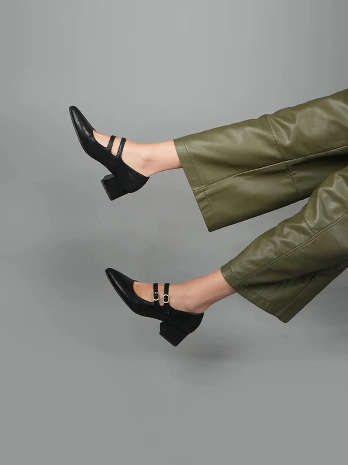 Laura Black Metallic Shoes