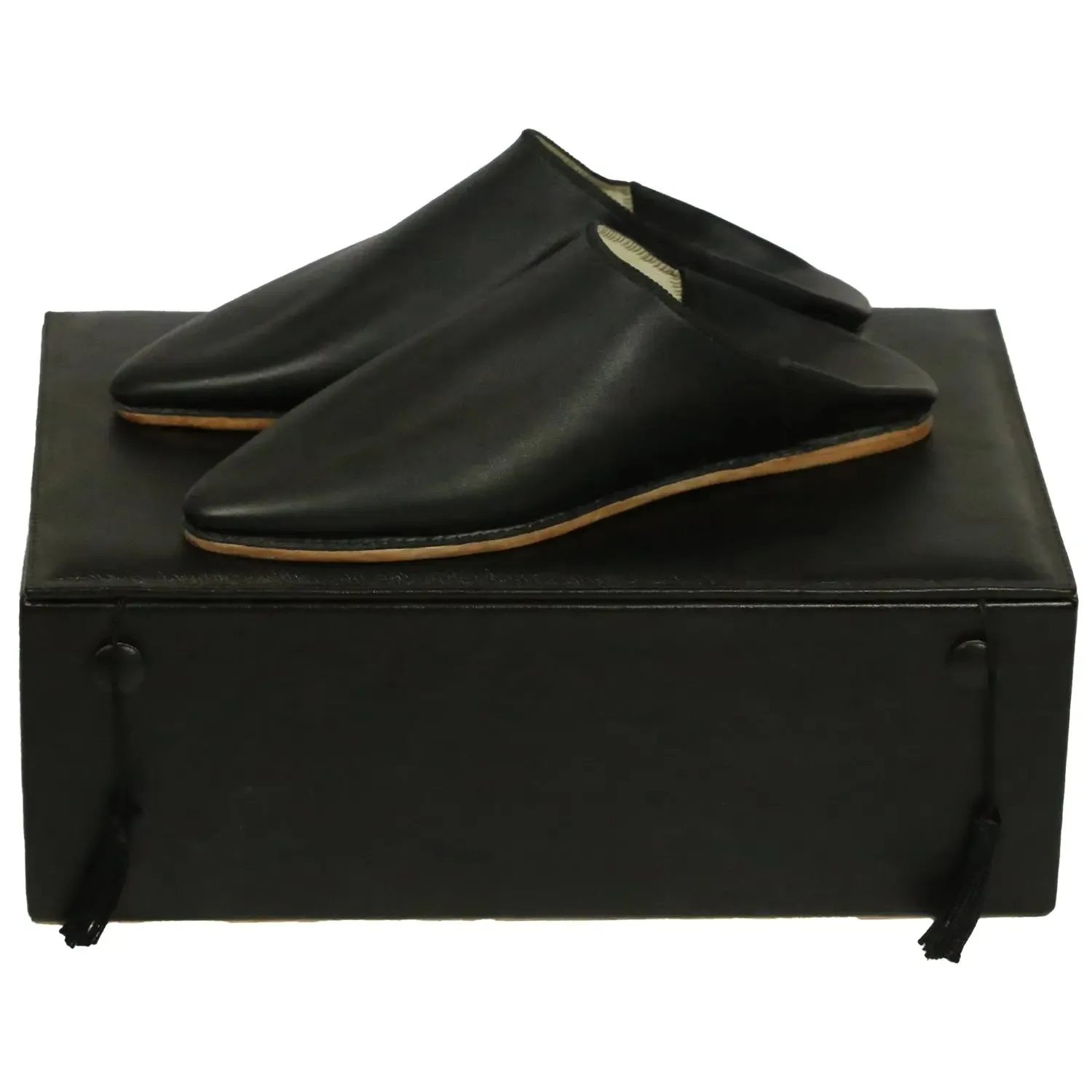Men's Cuir SimpleBlack Moroccan Babouches Leather Slippers