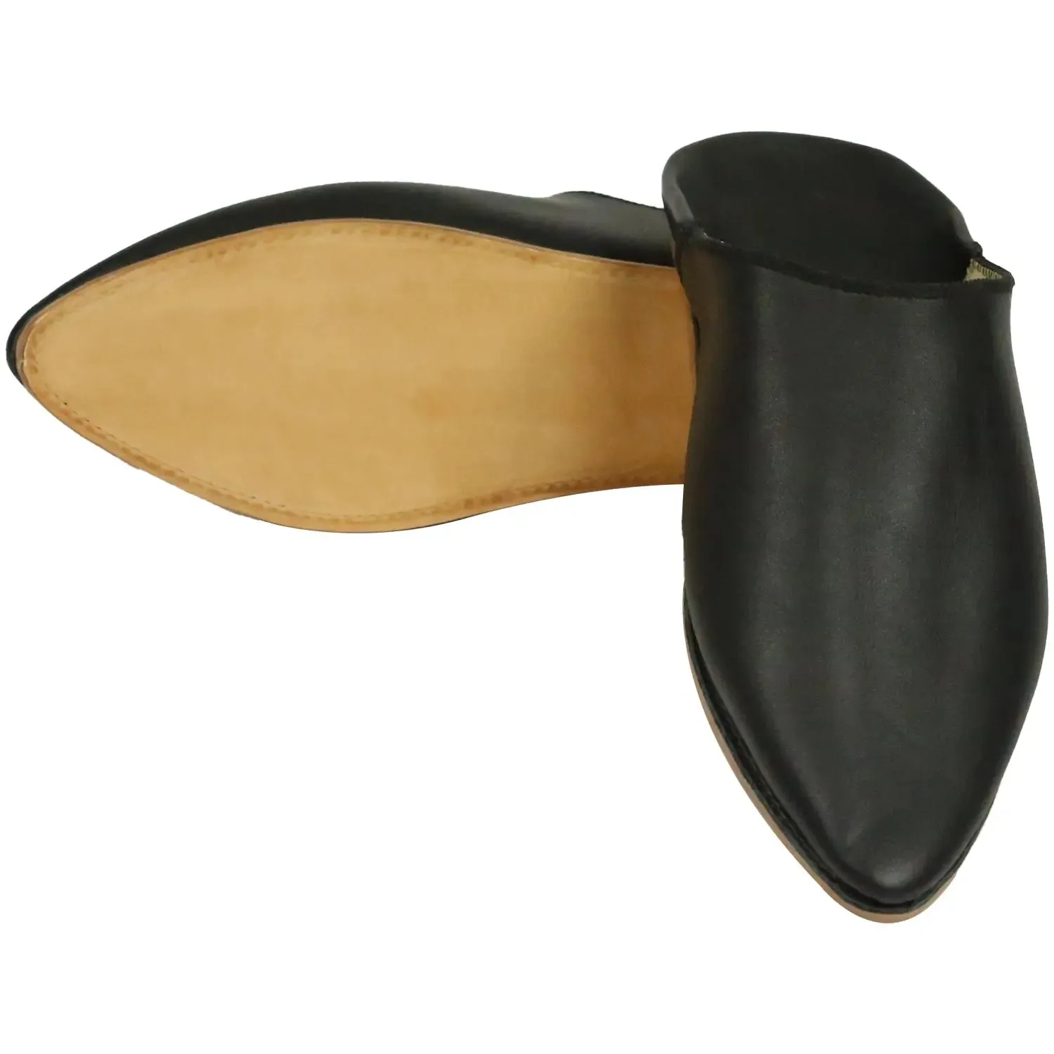 Men's Cuir SimpleBlack Moroccan Babouches Leather Slippers