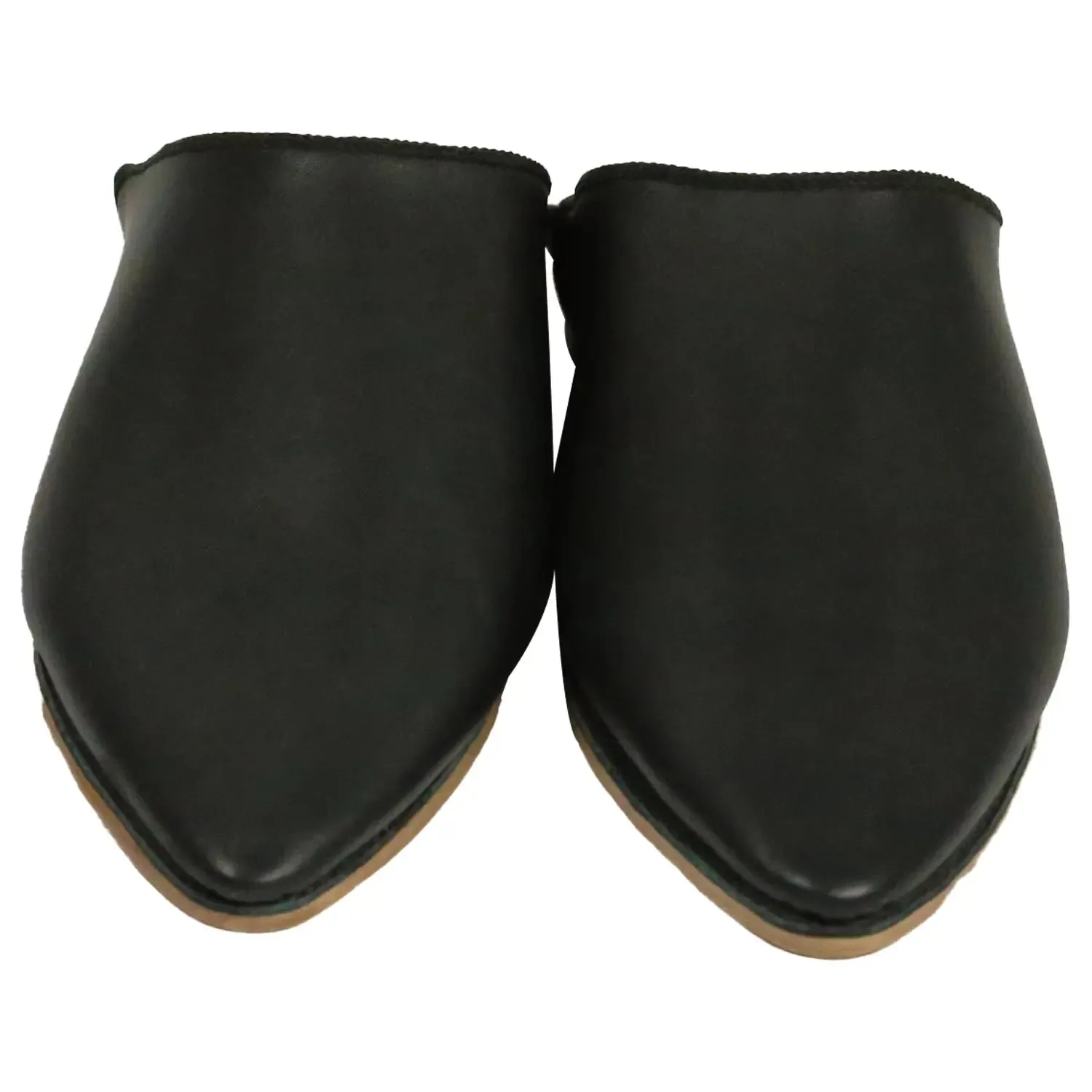 Men's Cuir SimpleBlack Moroccan Babouches Leather Slippers