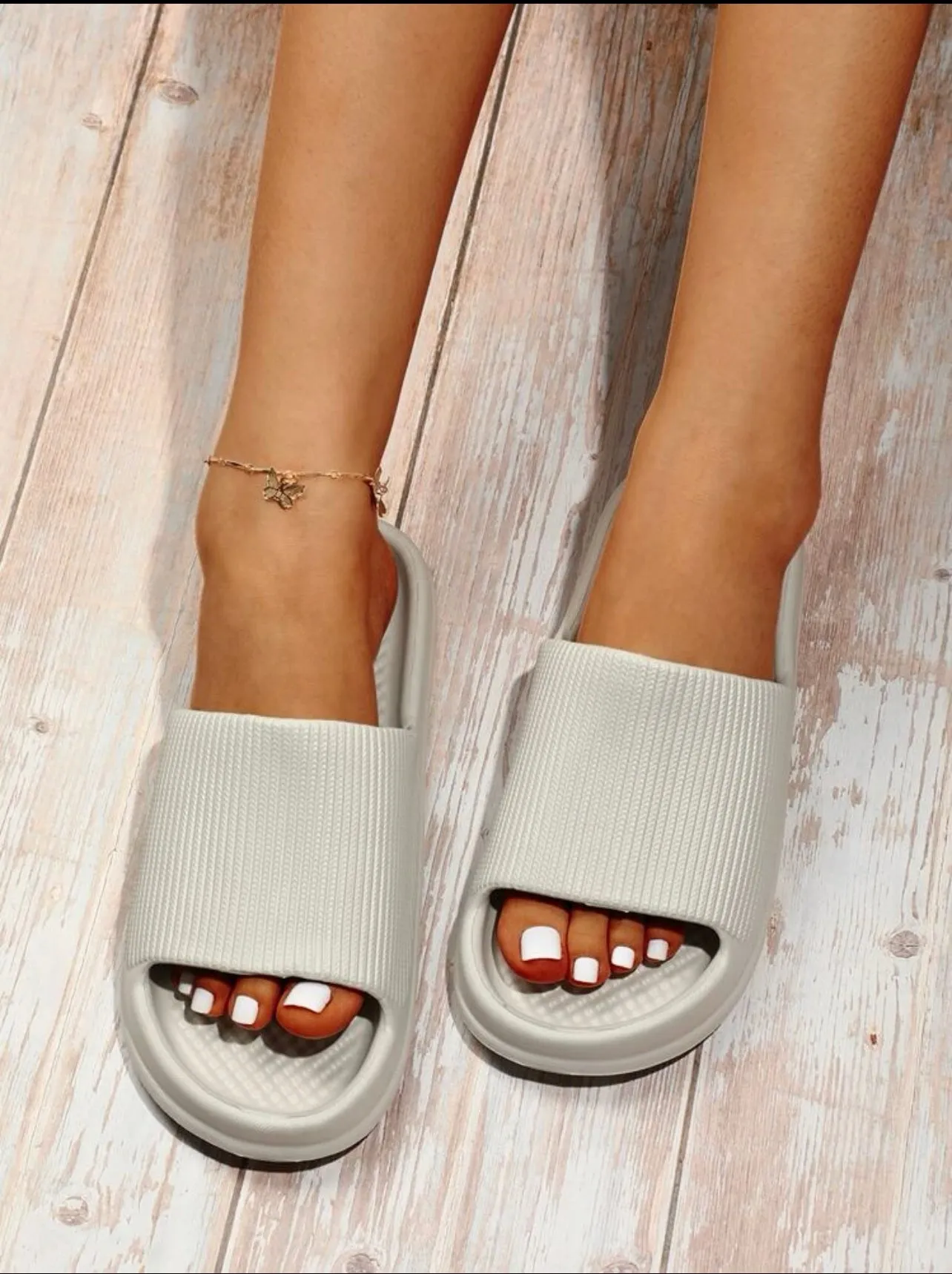 Minimalist Textured Open Toe Slides
