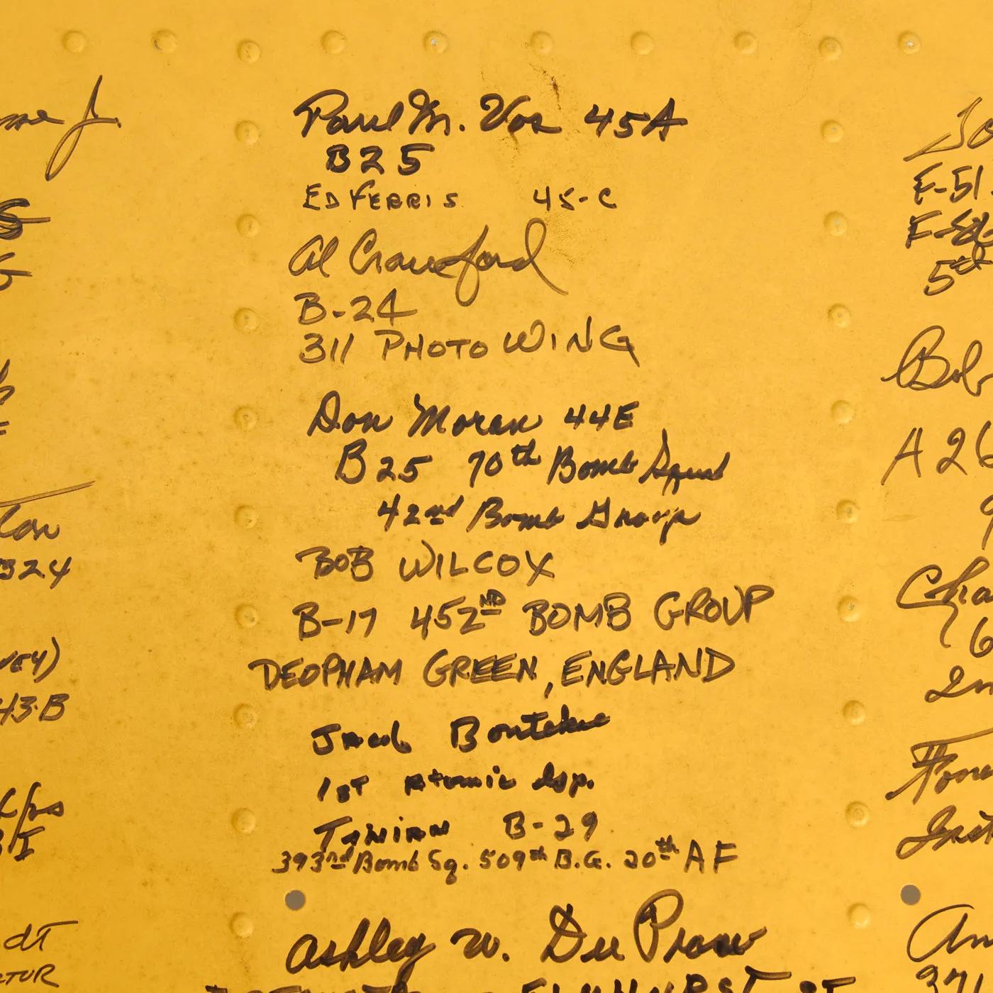 Original U.S. WWII Vultee BT-13 Valiant Trainer Aircraft Wing Panel Signed By Various Pilots and WWII Instructors