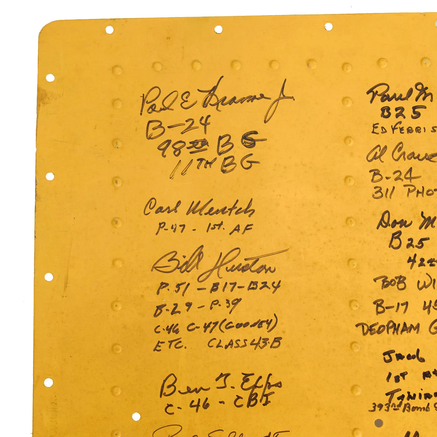 Original U.S. WWII Vultee BT-13 Valiant Trainer Aircraft Wing Panel Signed By Various Pilots and WWII Instructors