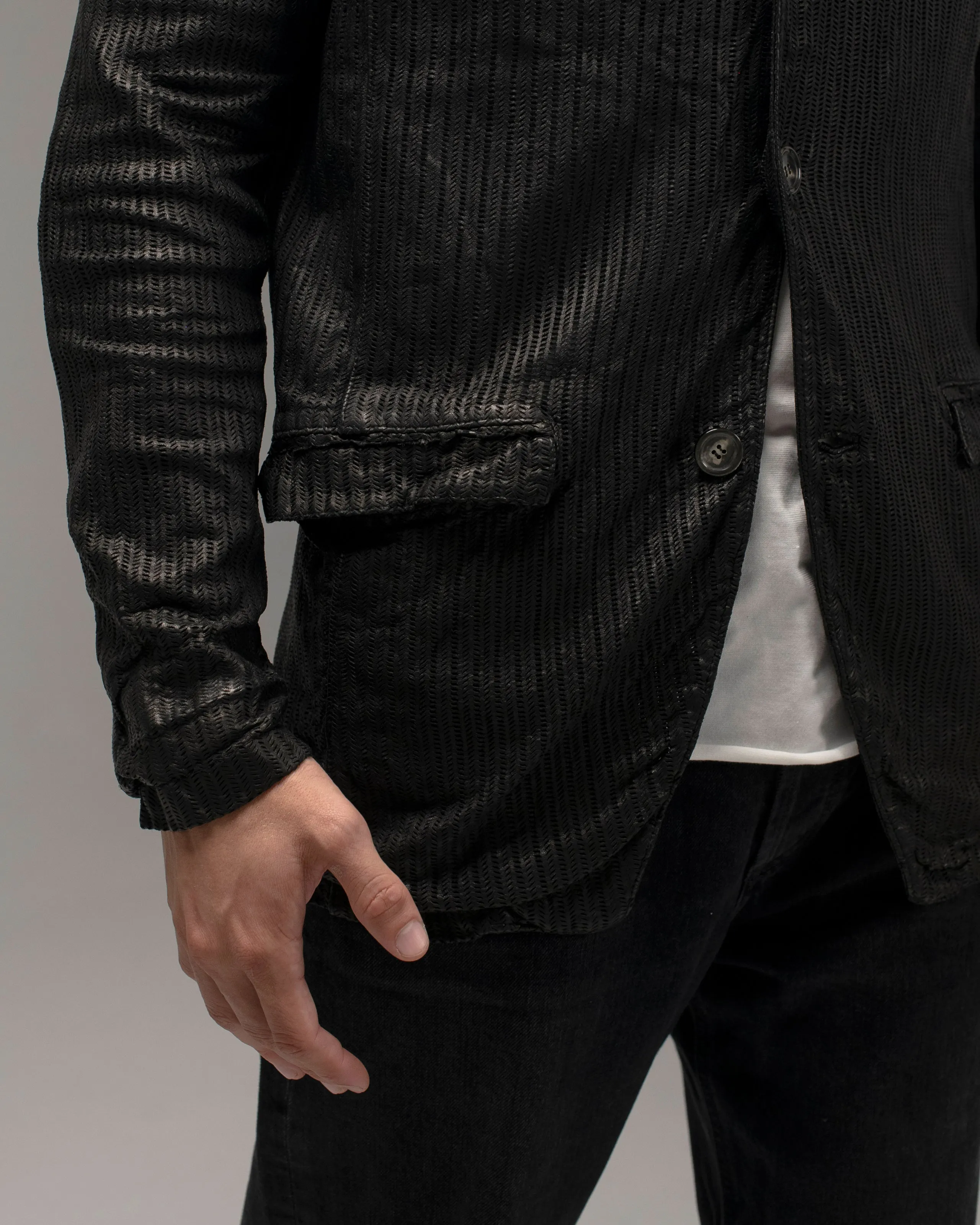 Perforated Leather Blazer Nero