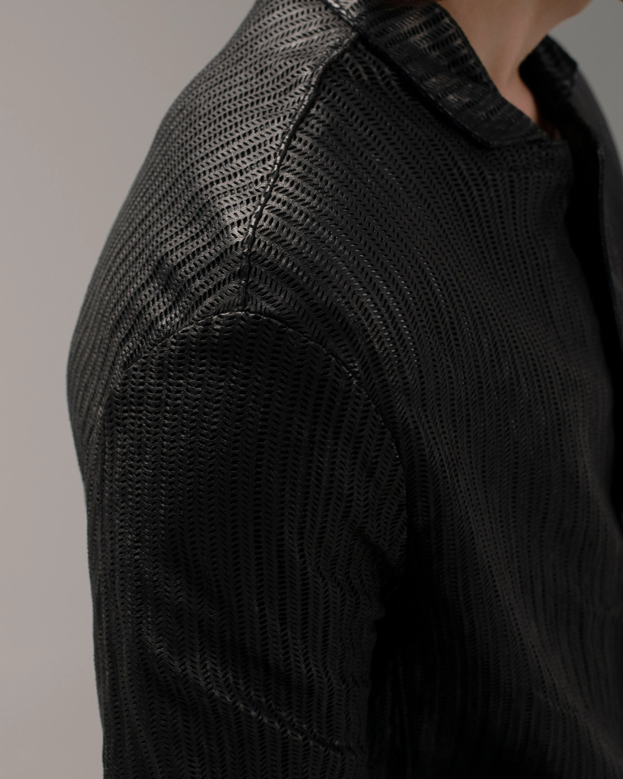 Perforated Leather Blazer Nero