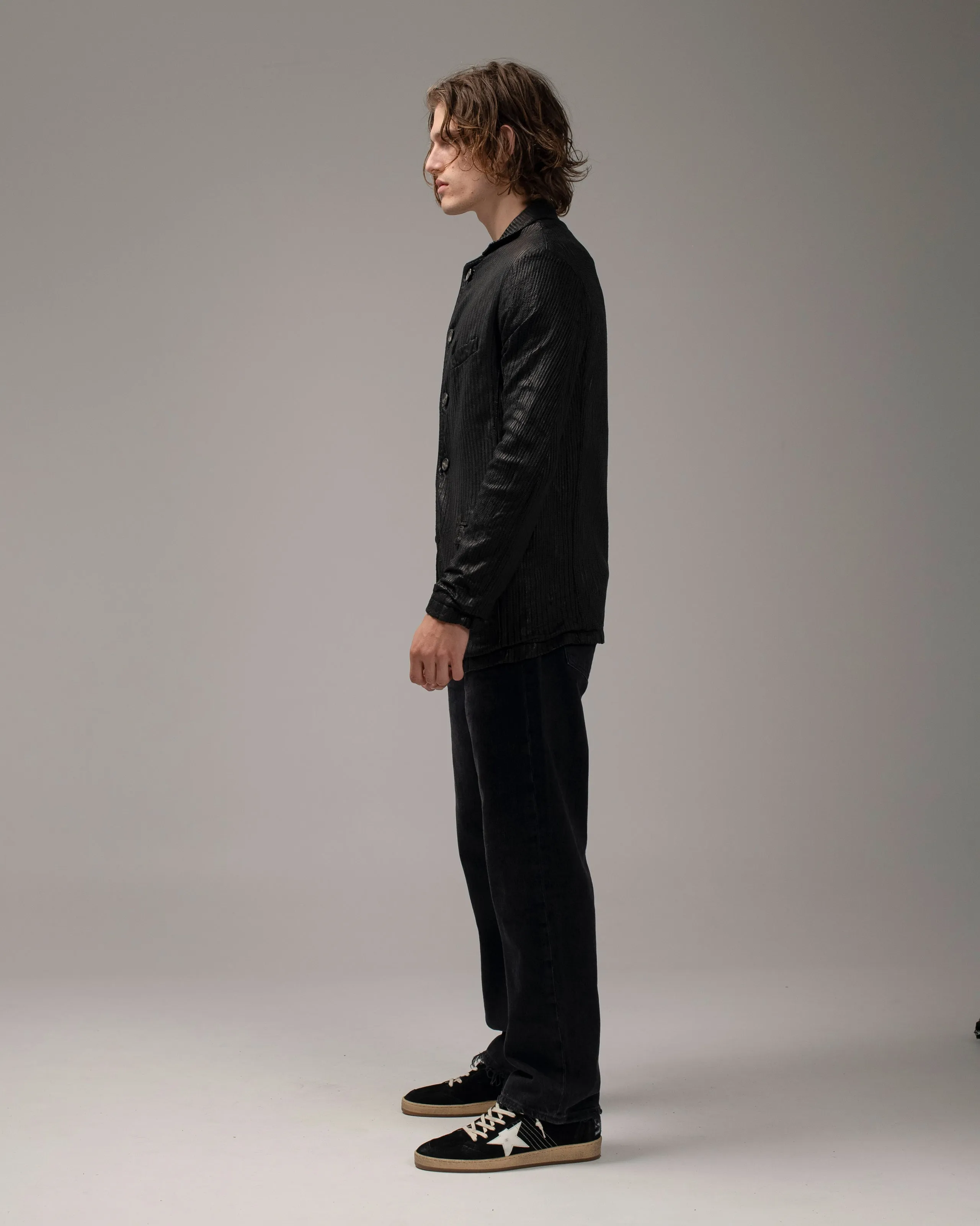 Perforated Leather Blazer Nero