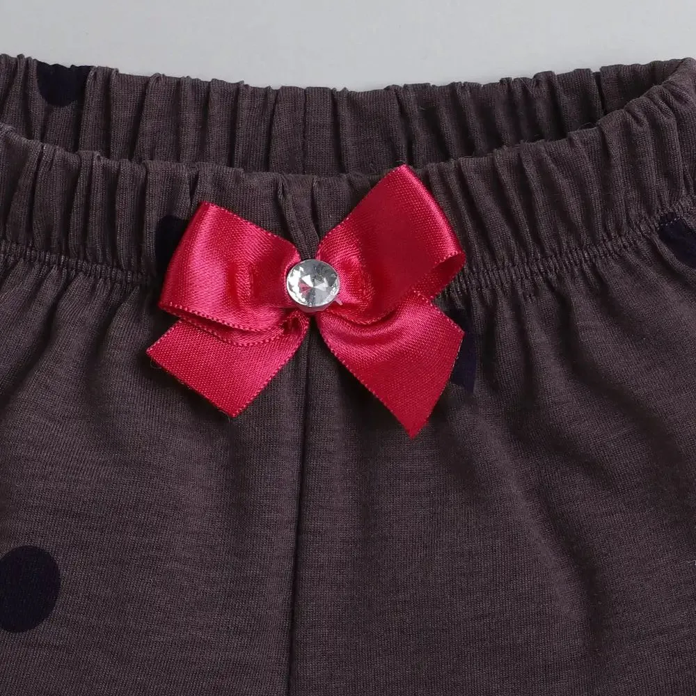 Polka Printed Shorts - Brown