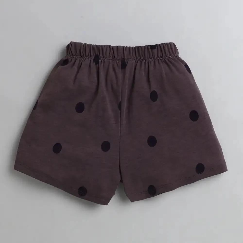 Polka Printed Shorts - Brown