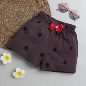 Polka Printed Shorts - Brown