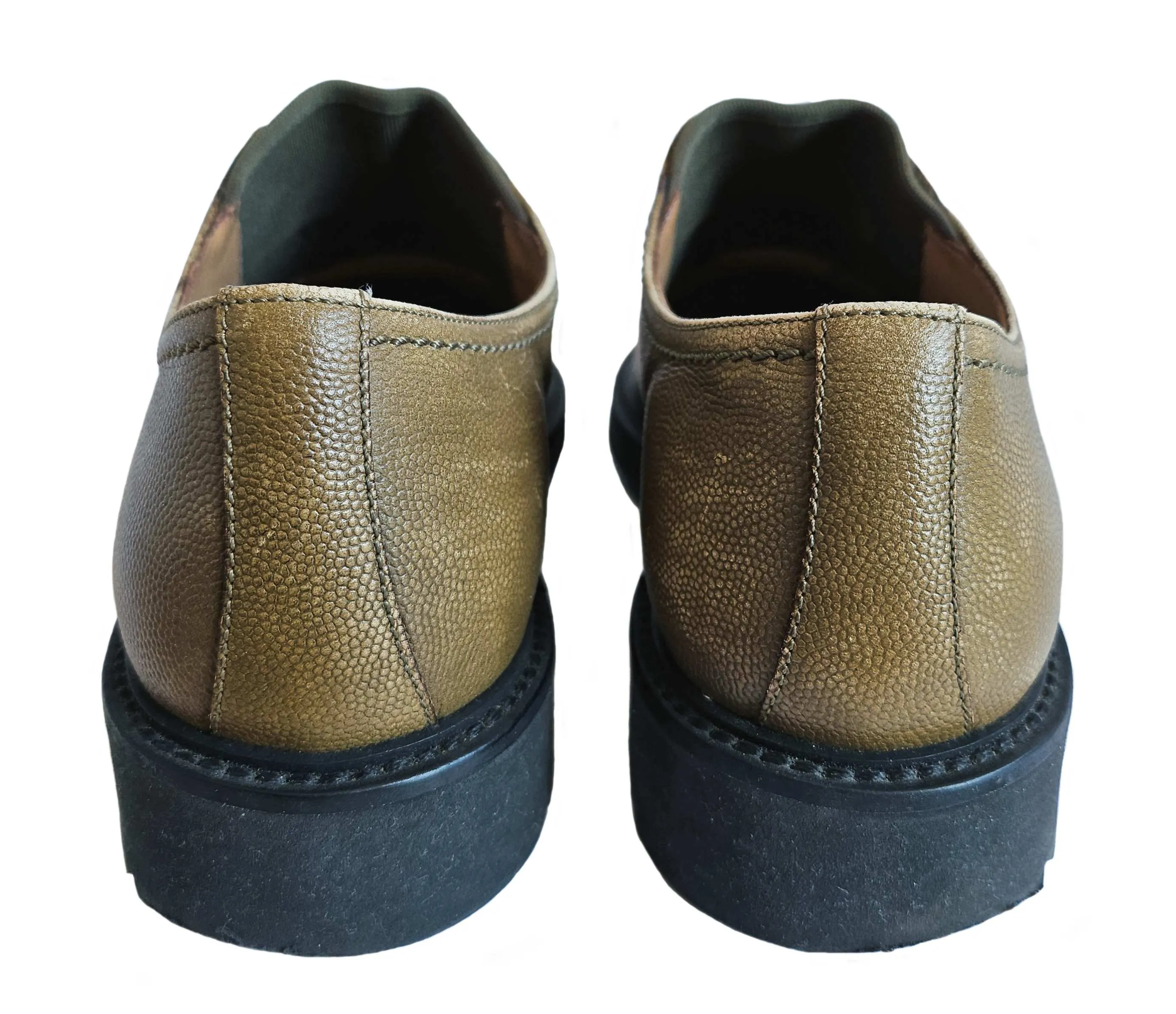 SALVATORE FERRAGAMO GREEN OMBRE DISTRESSED LEATHER OXFORDS (7)