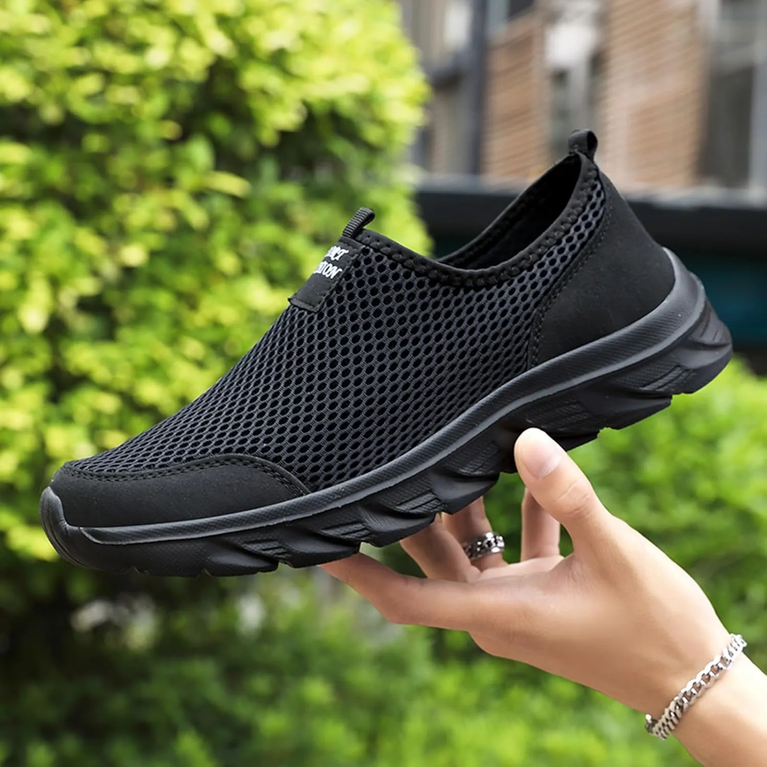Slip On Mesh Sneakers for Men Breathable Cushion Sneakers Arch Support Workout Shoes Comfortable Walking Shoes