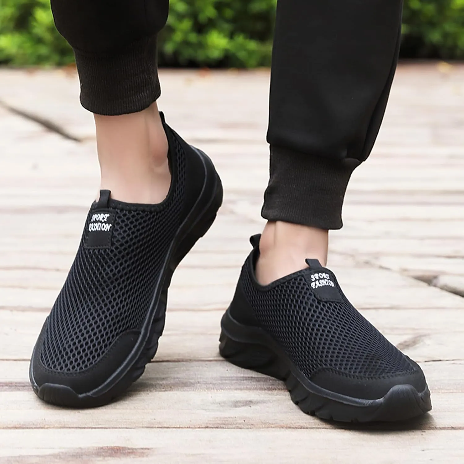 Slip On Mesh Sneakers for Men Breathable Cushion Sneakers Arch Support Workout Shoes Comfortable Walking Shoes