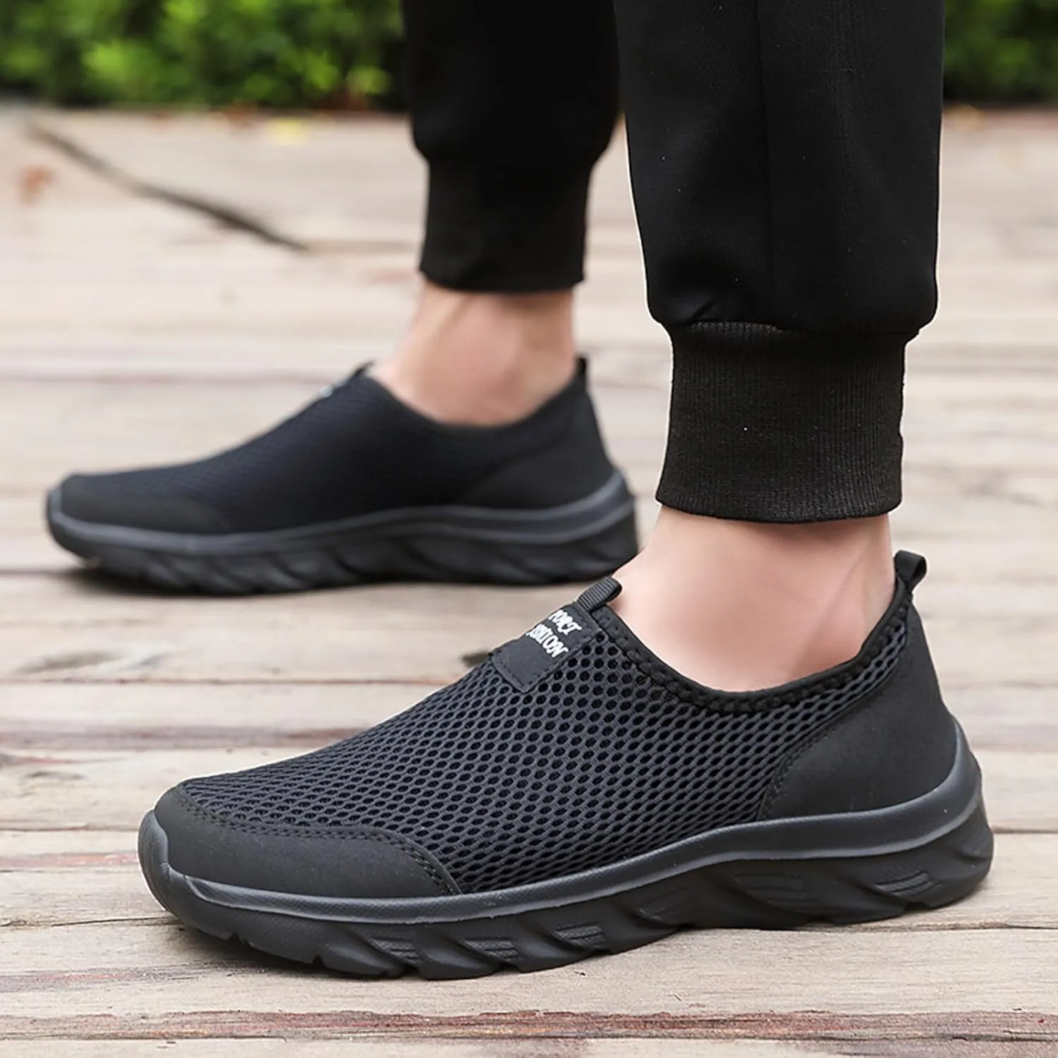Slip On Mesh Sneakers for Men Breathable Cushion Sneakers Arch Support Workout Shoes Comfortable Walking Shoes