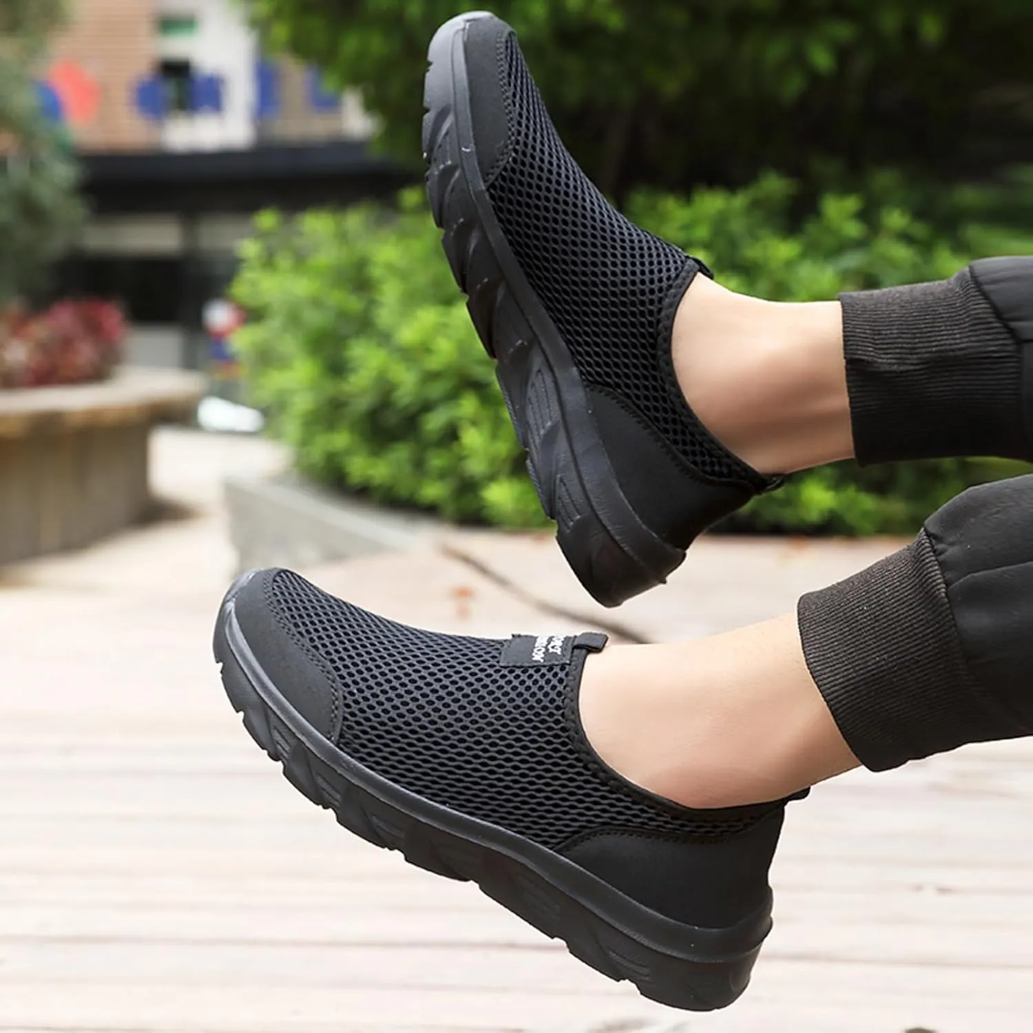 Slip On Mesh Sneakers for Men Breathable Cushion Sneakers Arch Support Workout Shoes Comfortable Walking Shoes