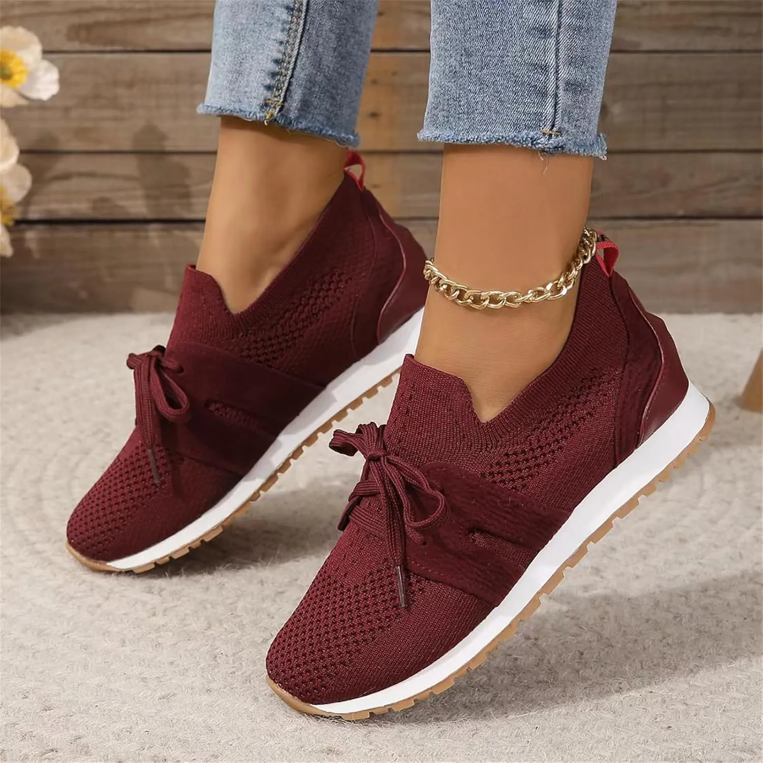 Slip On Sneakers Women Arch Support Loafer Shoes Mesh Casual Walking Sneakers Round Toe Memory Foam Running Shoes