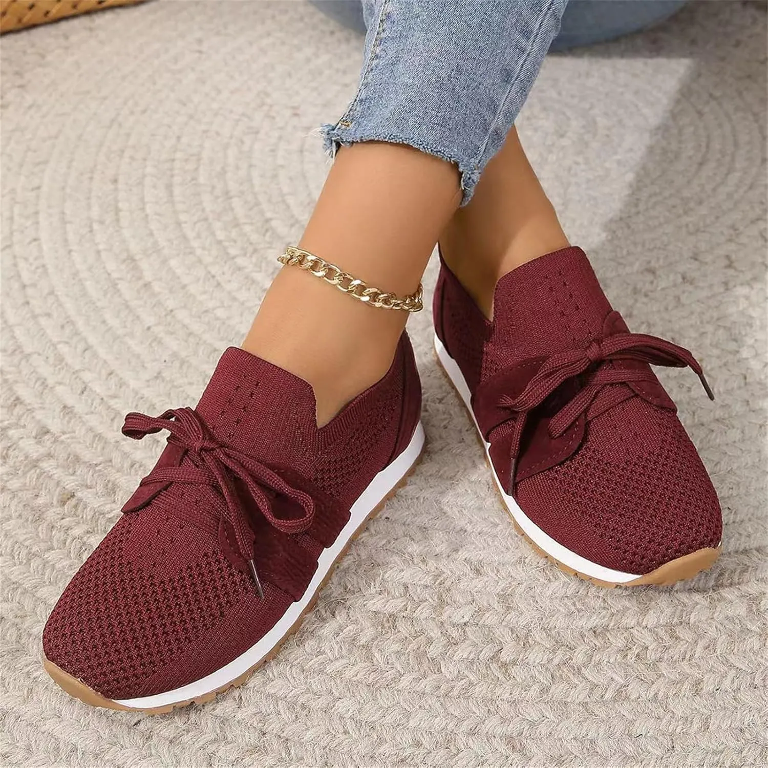 Slip On Sneakers Women Arch Support Loafer Shoes Mesh Casual Walking Sneakers Round Toe Memory Foam Running Shoes