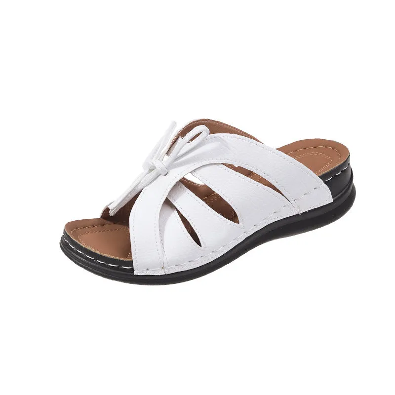 Wholesale summer New thick bottom breathable sewing line lace-up home sandals