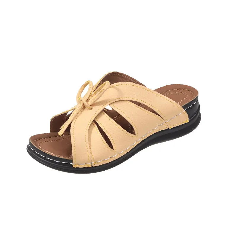 Wholesale summer New thick bottom breathable sewing line lace-up home sandals