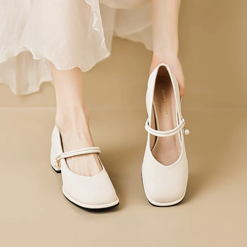 Women Soft Minimalist Casual Chunky Heel Pumps